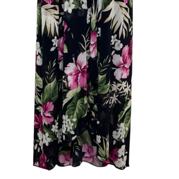 CHARLOTTE RUSSE | Black and Purple Floral Maxi Dress with Sheer Back | Size M - Picture 3 of 9